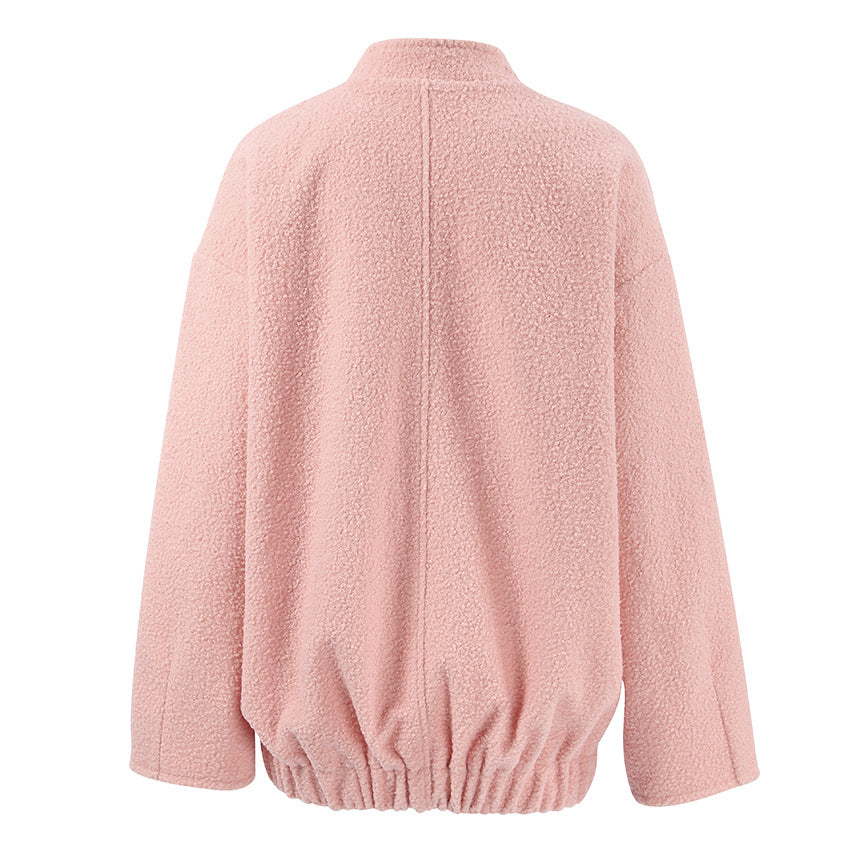 Woolen Pink Pockets Coat