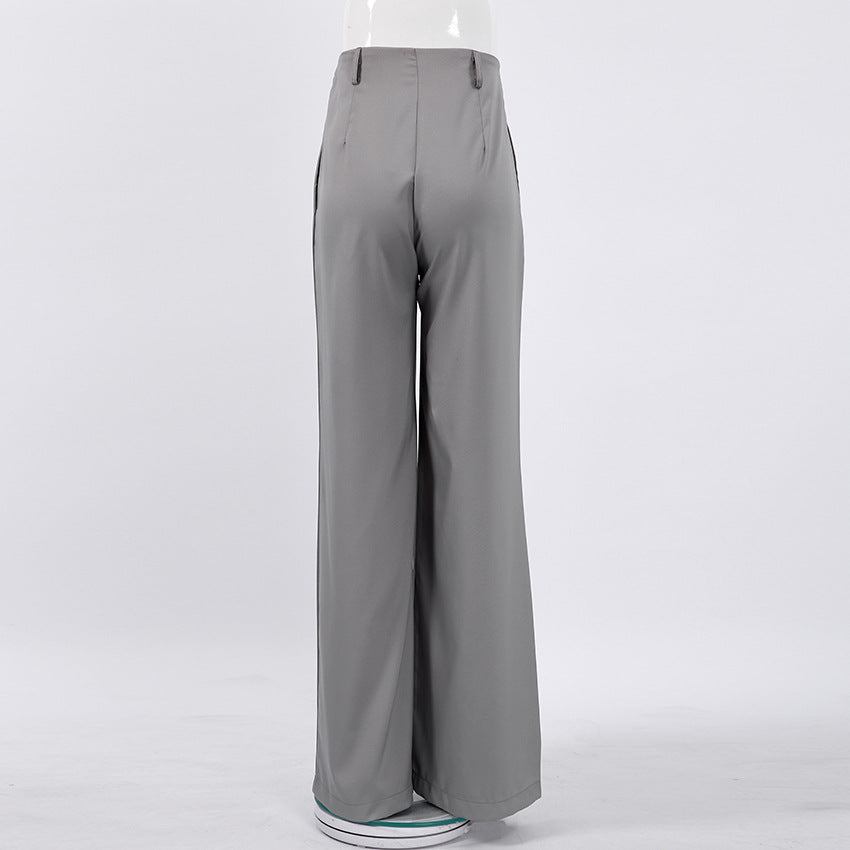 Front Pleated Grey Pants