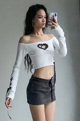 Off-the-Shoulder Sweetheart Y2K Cropped Top