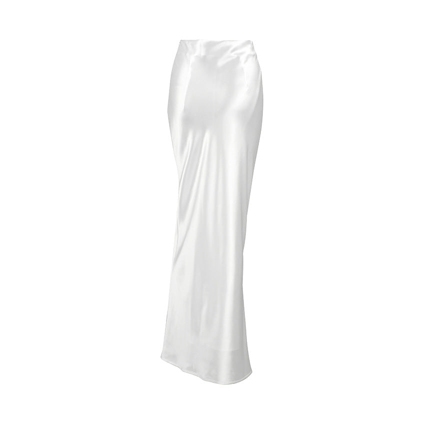 Solid Satin High Rise Mermaid Maxi Skirt