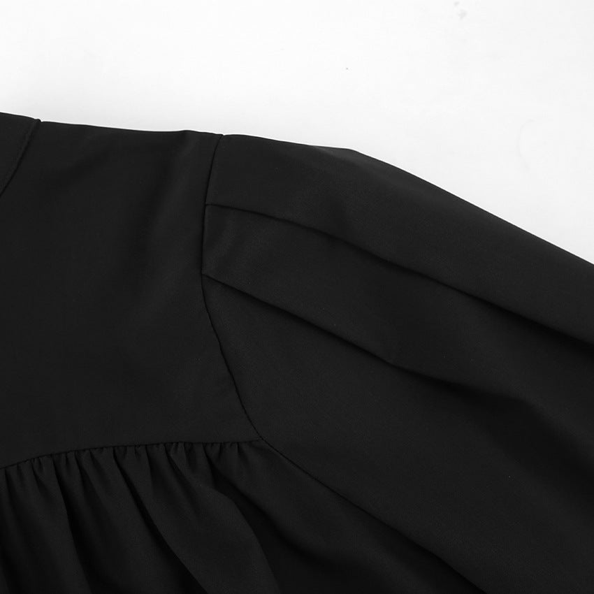 Bow Neckline Lantern Sleeve Mini Dress