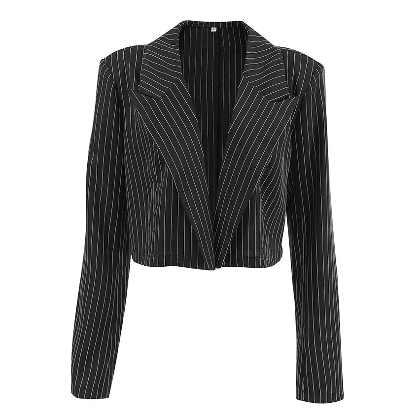 Stripe Print Crop Blazer