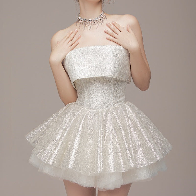 One-Shoulder Tube Top TuTu Dress