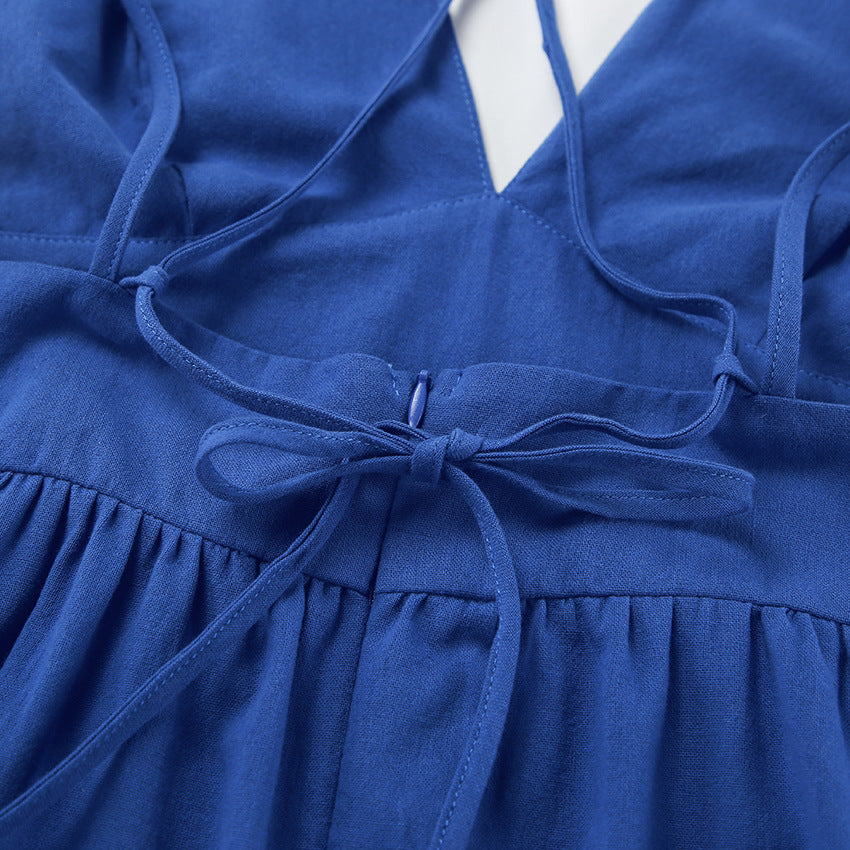 Blue V-Neck Maxi Dress