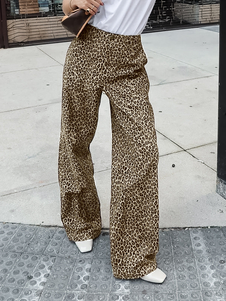 WIDE LEG LEOPARD PANTS