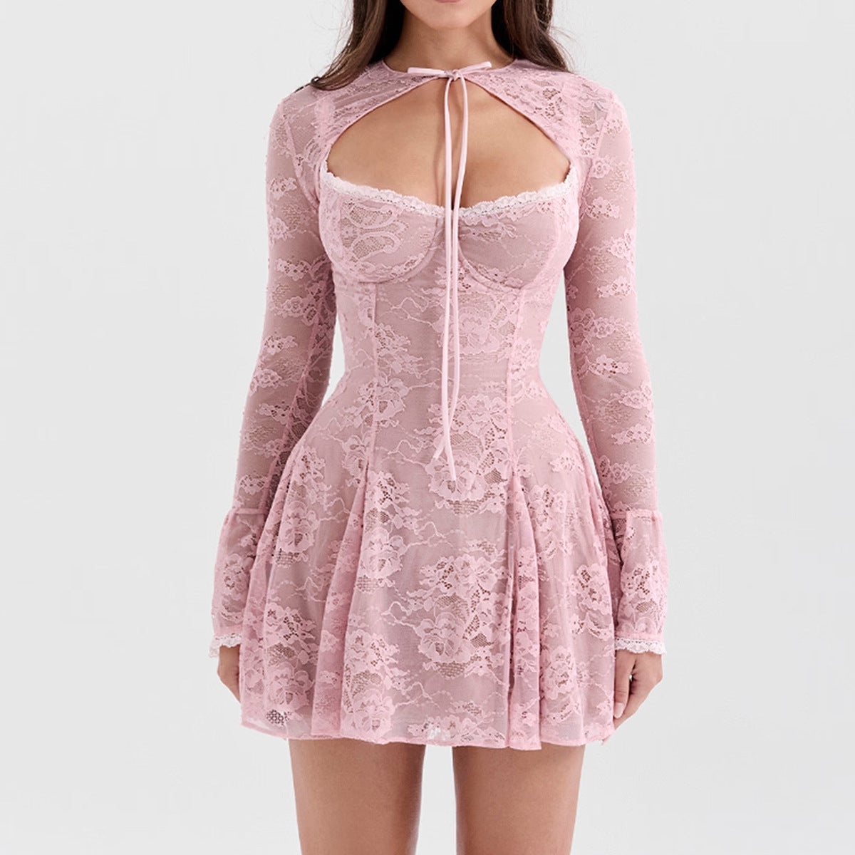 Pink Lace Mini Dress