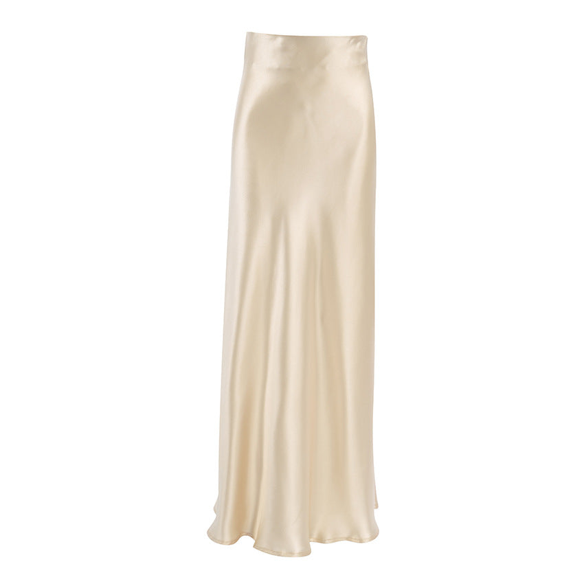 Solid Color Satin Long Skirts