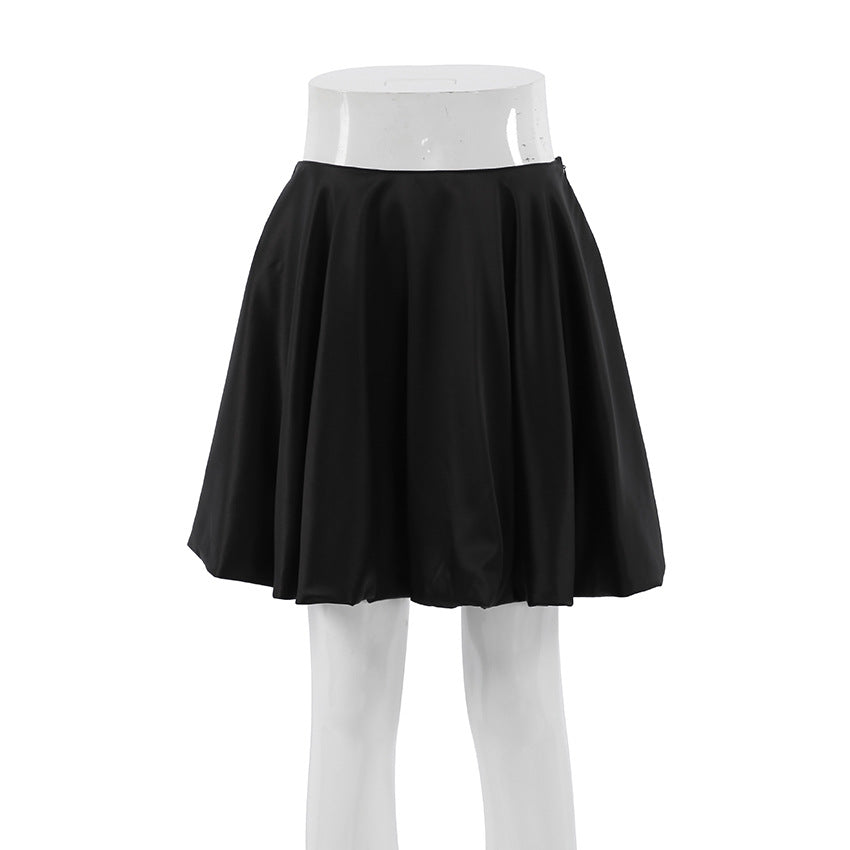 Satin Pleated A-line Mini Skirt