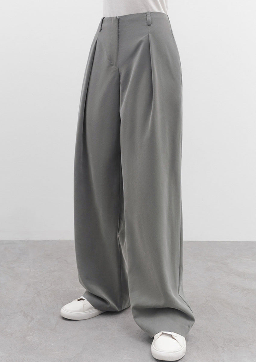 Front Pleated Grey Pants