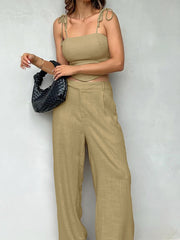 Linen Short Vest & Pants Two-piece Set