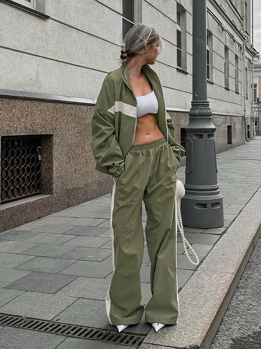 Casual Contrast Color Stitching Sports 2 Piece Sets