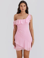 Off Shoulder Mini Dress - Pink