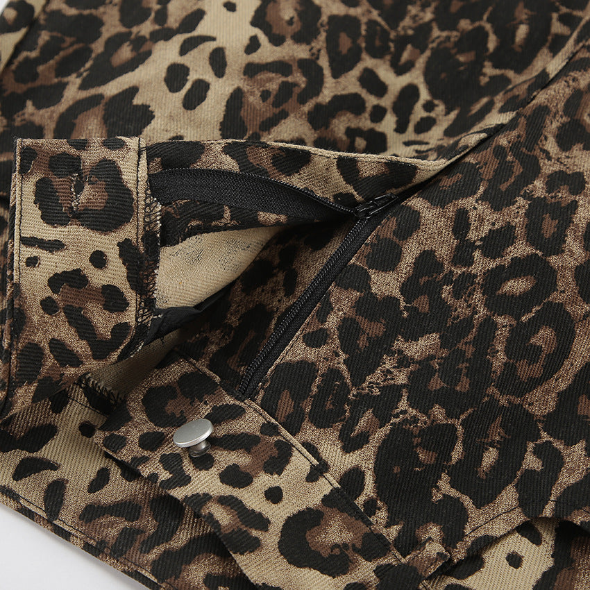 Leopard Print High Waist Long Pants