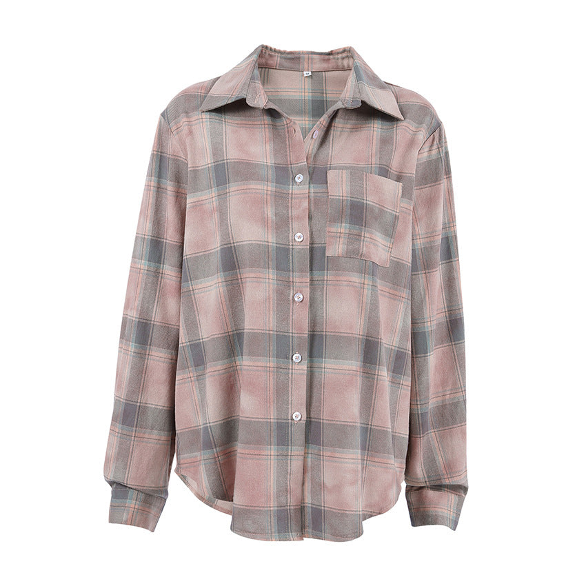 Plaid Long Sleeve Shirt Coat