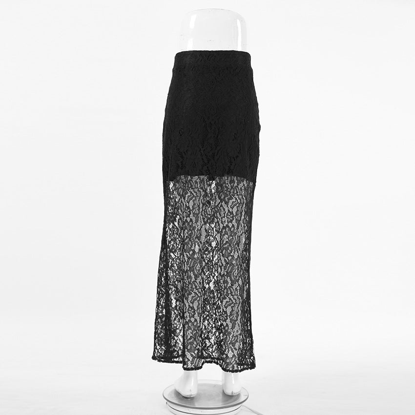 Black Lace Midi Skirt