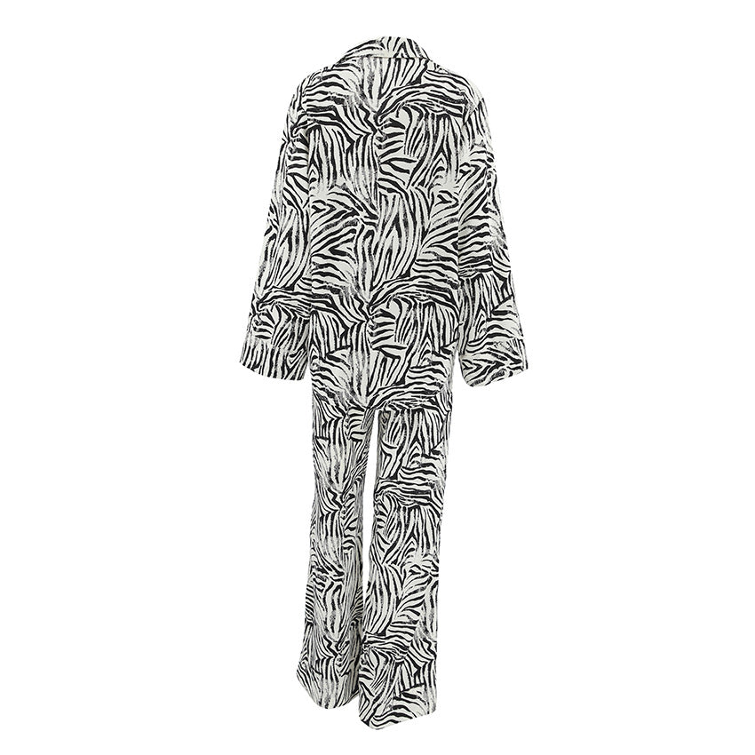 Zebra Striped High Waist Leisure Suit