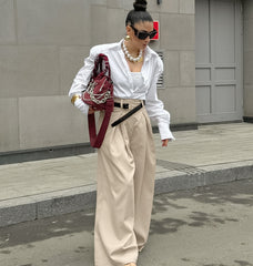 Pleated Draped Baggy Pants Without Belt