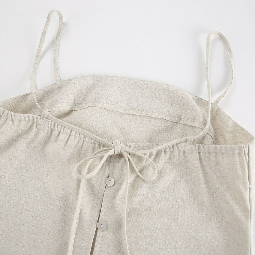 Cotton & Linen Pockets Cami Dress