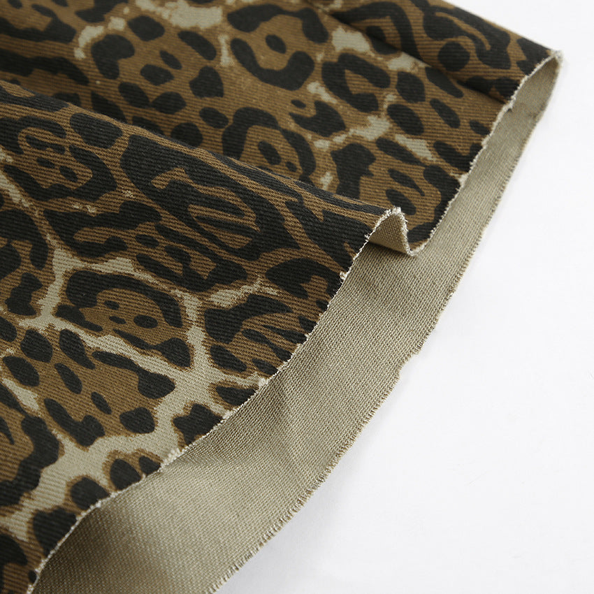 Leopard Print Casual Straight Leg Summer Shorts