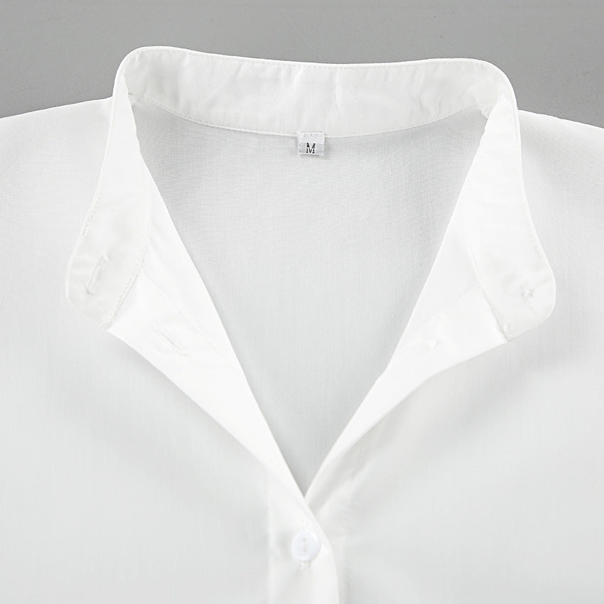 Lapel Lantern Sleeve  Shirt