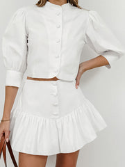 Half Sleeves Blouses + SkirtsTwo Pieces Set