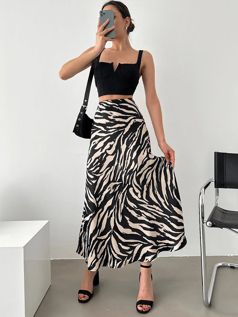 Zebra Print Midi Skirt
