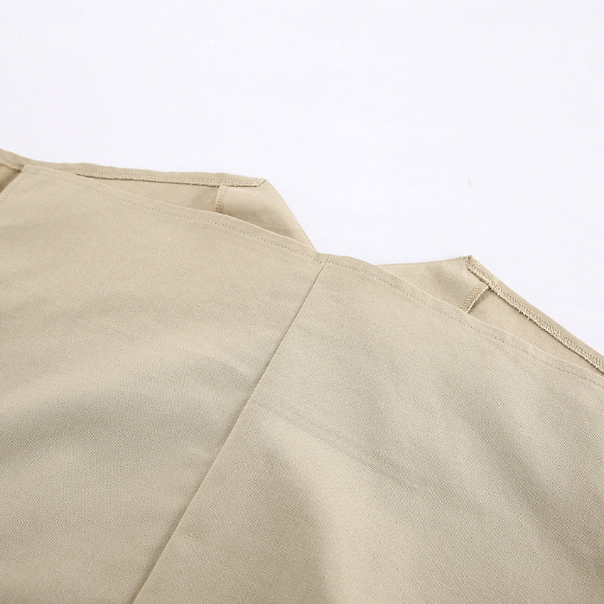 V Neck Vest Sleeveless Tops and Pockets Shorts Set