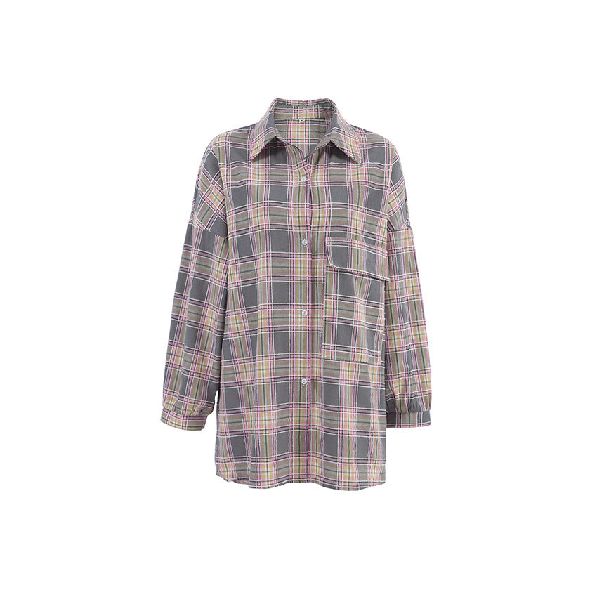 Button Long Sleeve Plaid Shirt