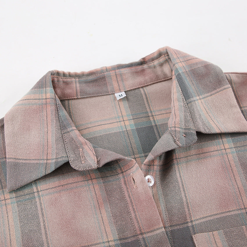 Plaid Long Sleeve Shirt Coat