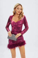 Oakley Pink Feather Sequin Mini Dress - Catchall