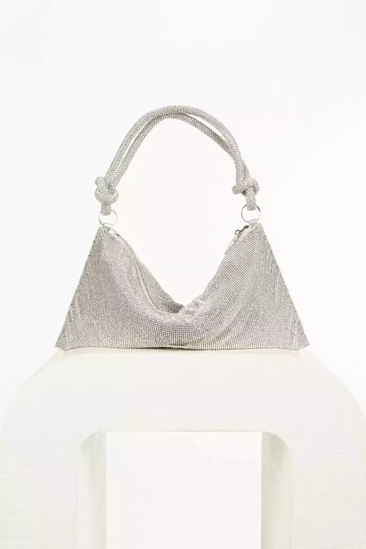 Octavia Silver Rhinestone Shoulder Bag