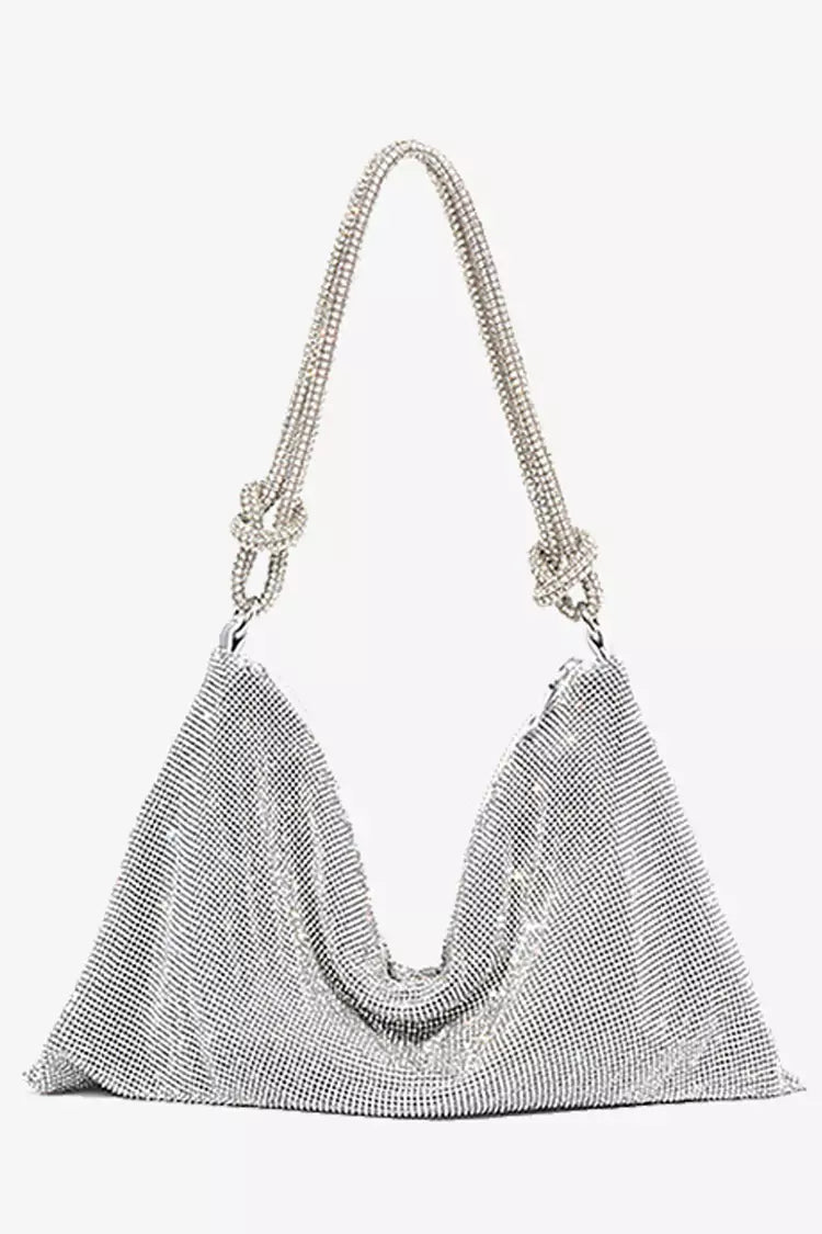 Octavia Silver Rhinestone Shoulder Bag - Catchall