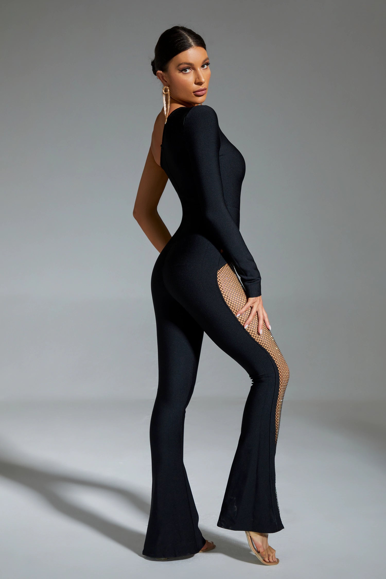 Olive Black One Shoulder Jumpsuit