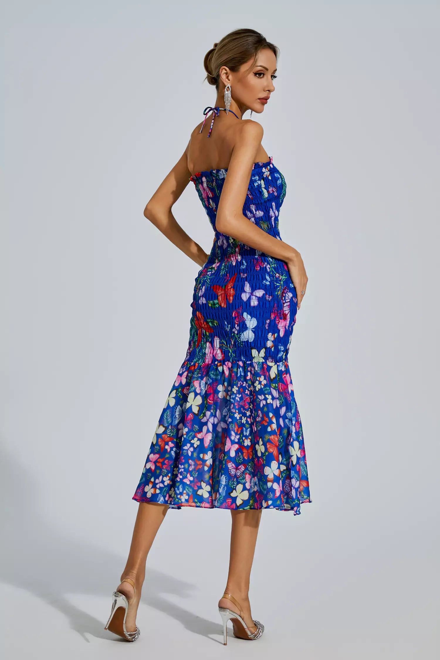 Paloma Blue Butterfly Printed Halter Dress