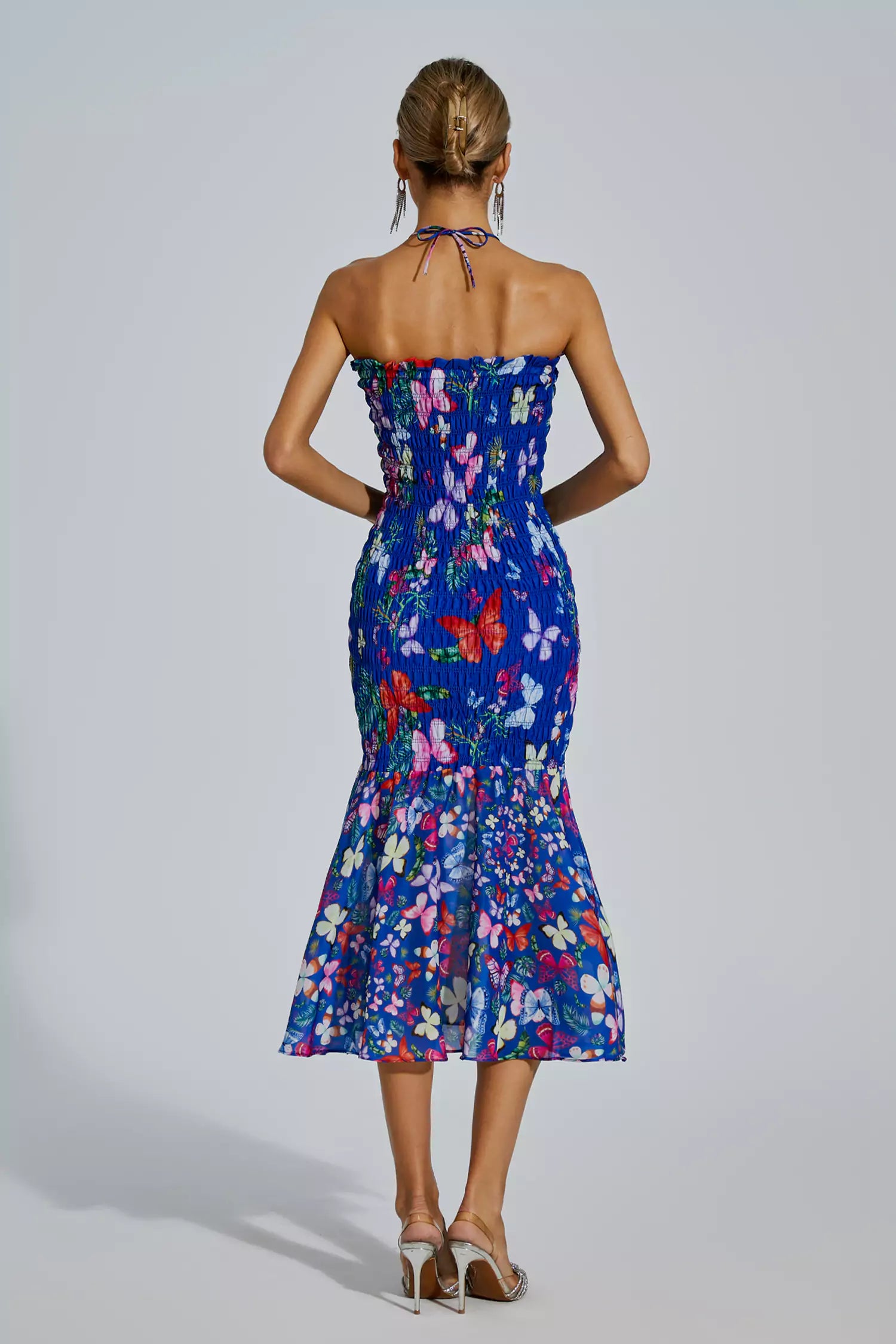 Paloma Blue Butterfly Printed Halter Dress