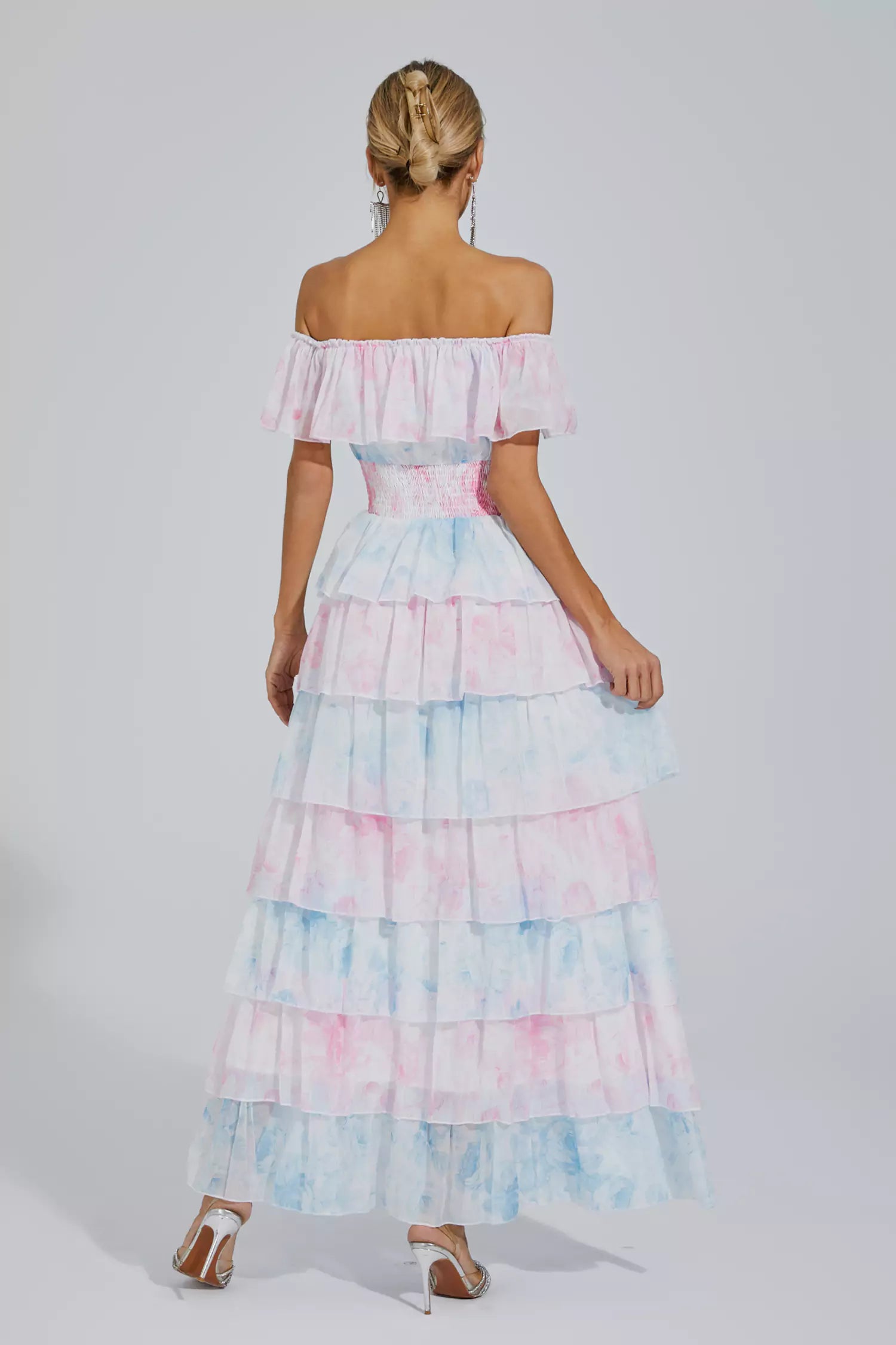 Paola Blue Pink Colored Ruched Dress