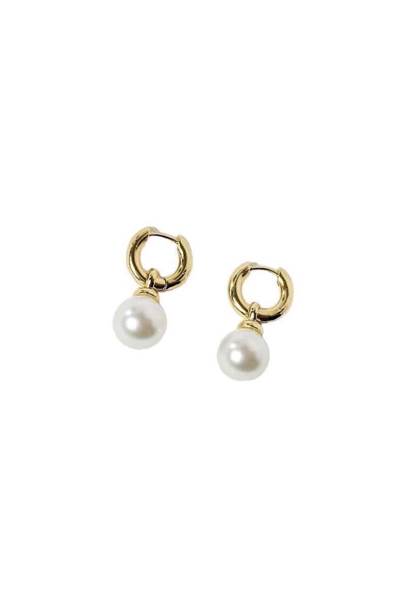 Pearl Hoop Huggie Earrings