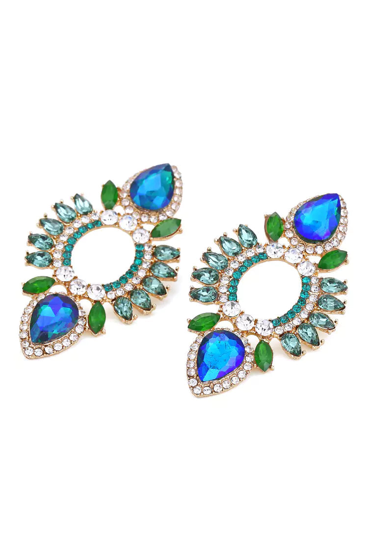 Phoenix Blue Rhinestone Earrings