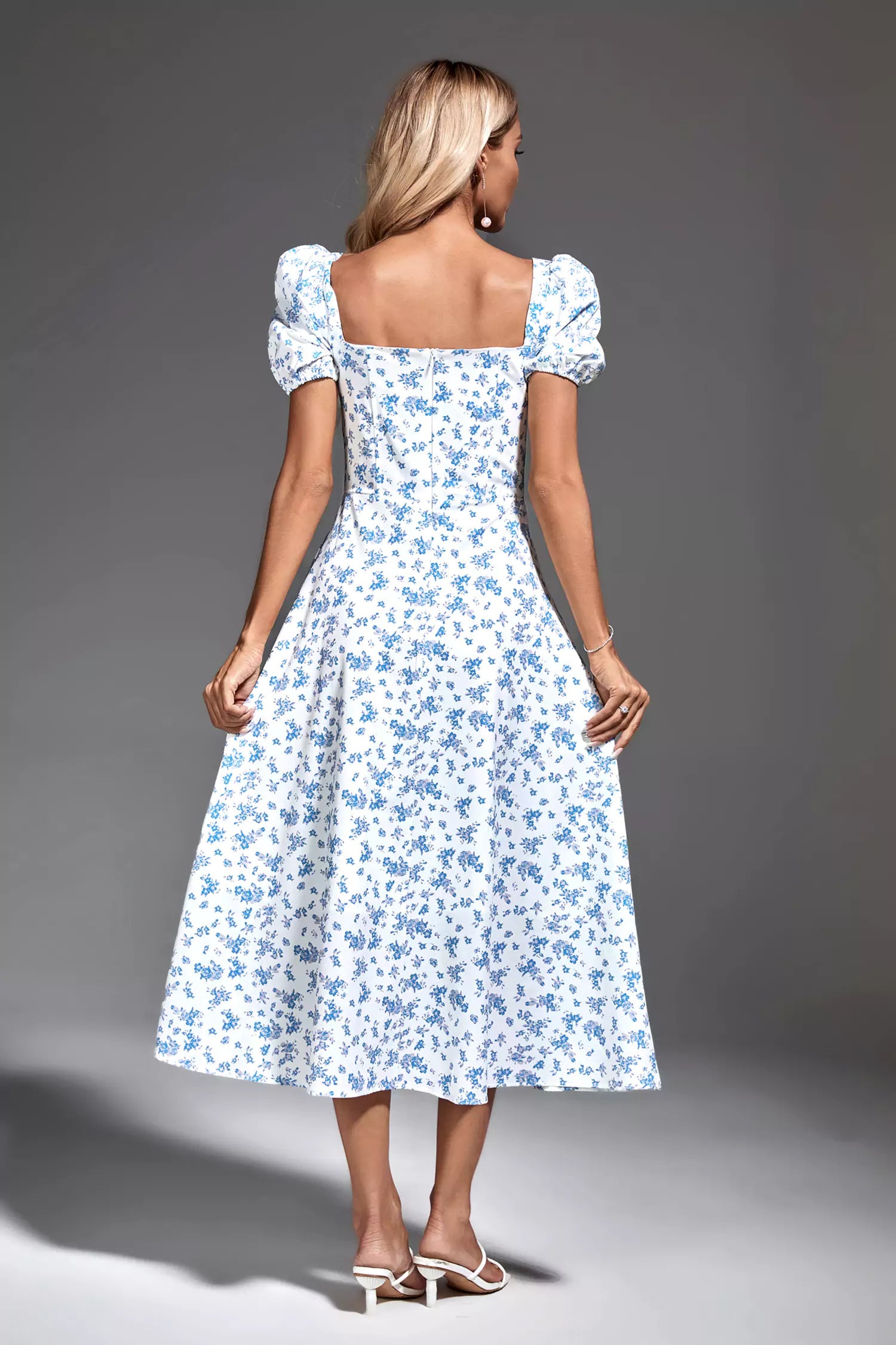 Raelyn Blue French Floral Midi Dress