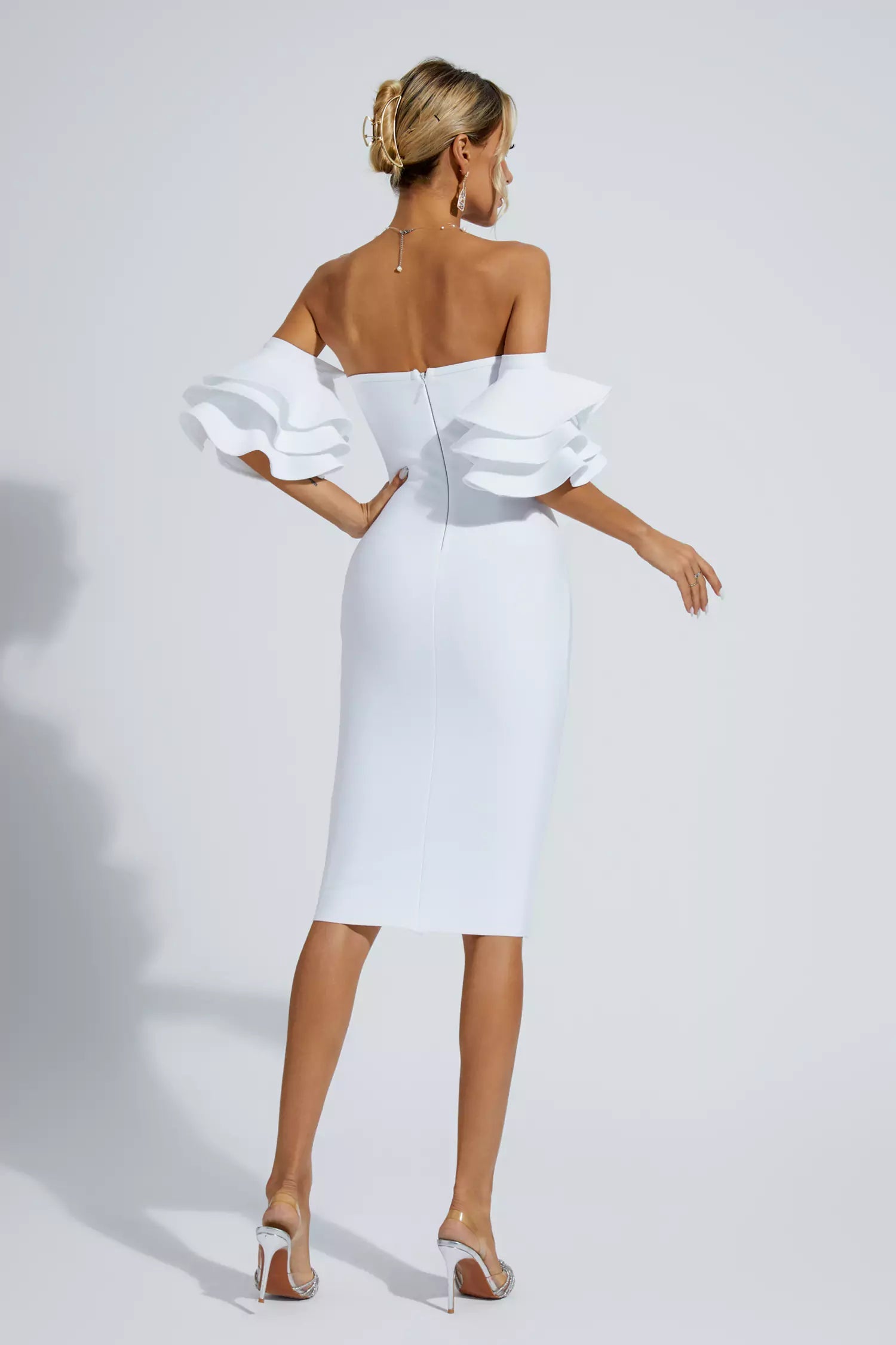 Raya White Bandage Bridesmaid Midi Dress