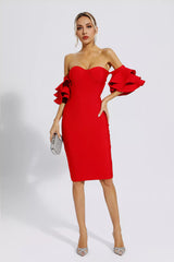 Raya Red Bandage Bridesmaid Midi Dress