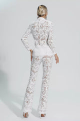 Reyna White Cutout Sequin Blazer Set