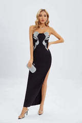 River Black Off Shoulder Diamante Dress - Catchall