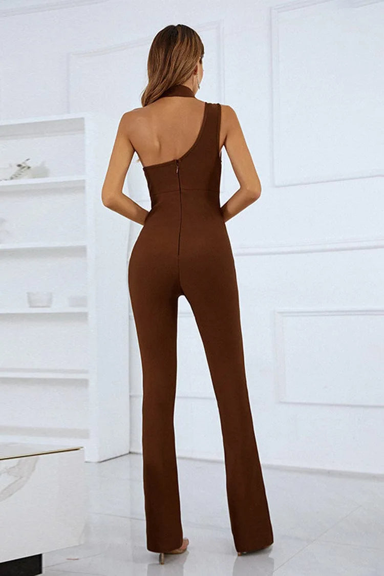 Rose Brown Cutout Bandage Jumpsuit - Catchall