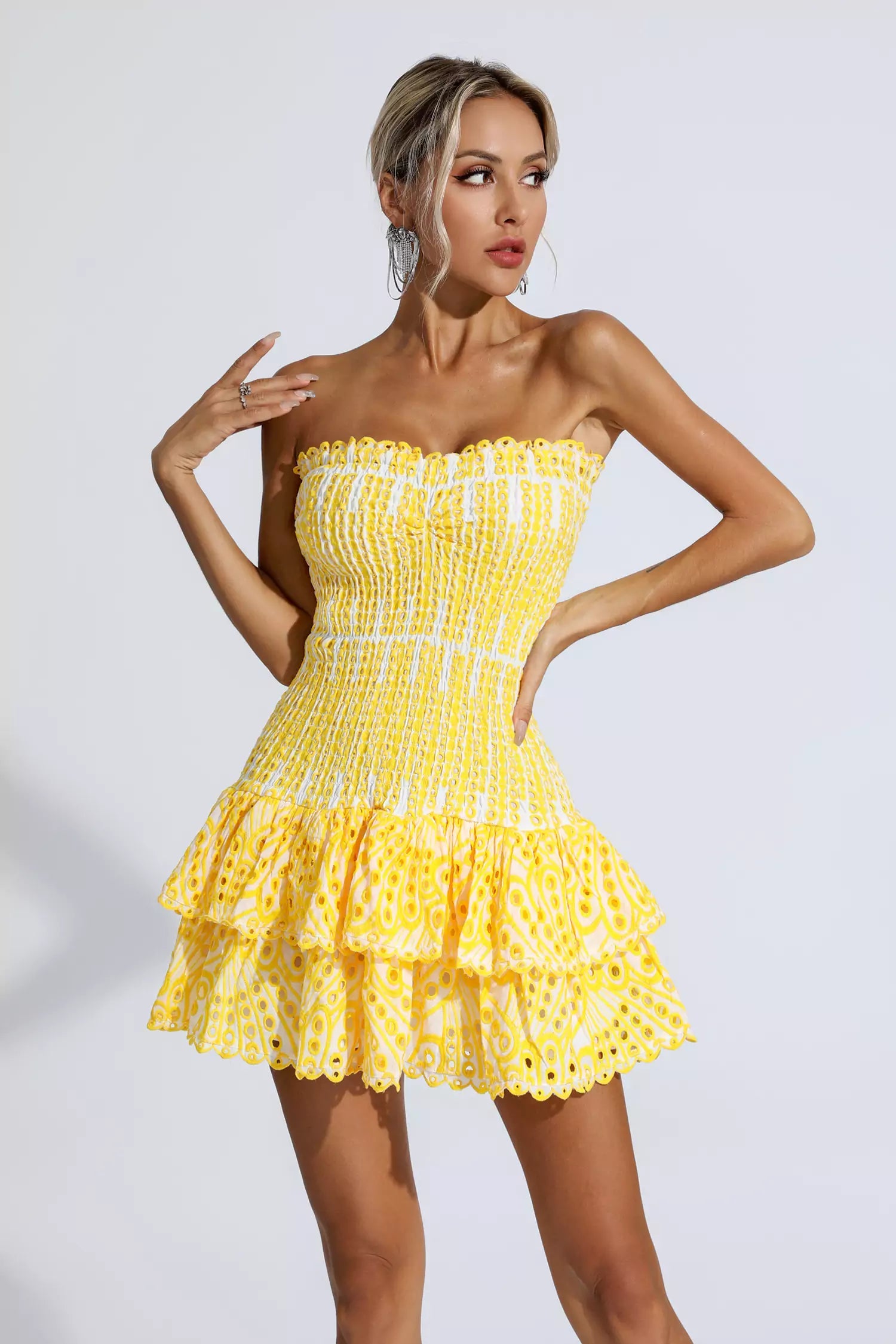 Yellow Cart Ruffle Rosemary Yellow Ruffle Mini Dress – Krzno