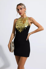 Rosie Black Sequin Diamond Mini Dress