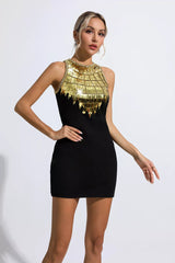 Rosie Black Sequin Diamond Mini Dress