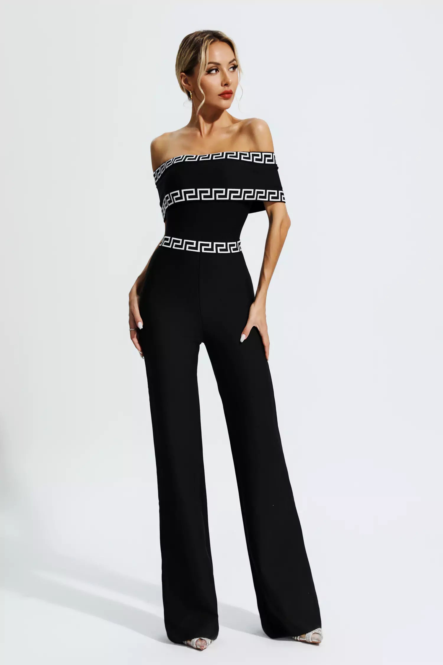 Ryleigh Black Printed Bandage Jumpsuit