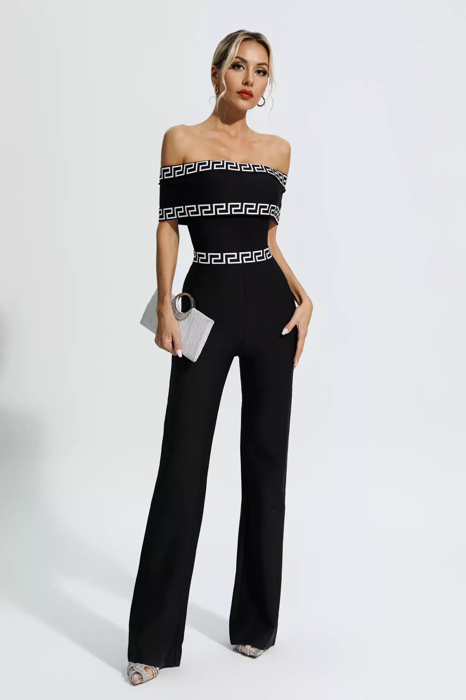 Ryleigh Black Printed Bandage Jumpsuit