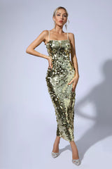 Samara Gold Sequin Party Midi Dress